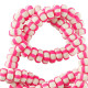 Polymer beads rondelle 7mm - White-neon pink